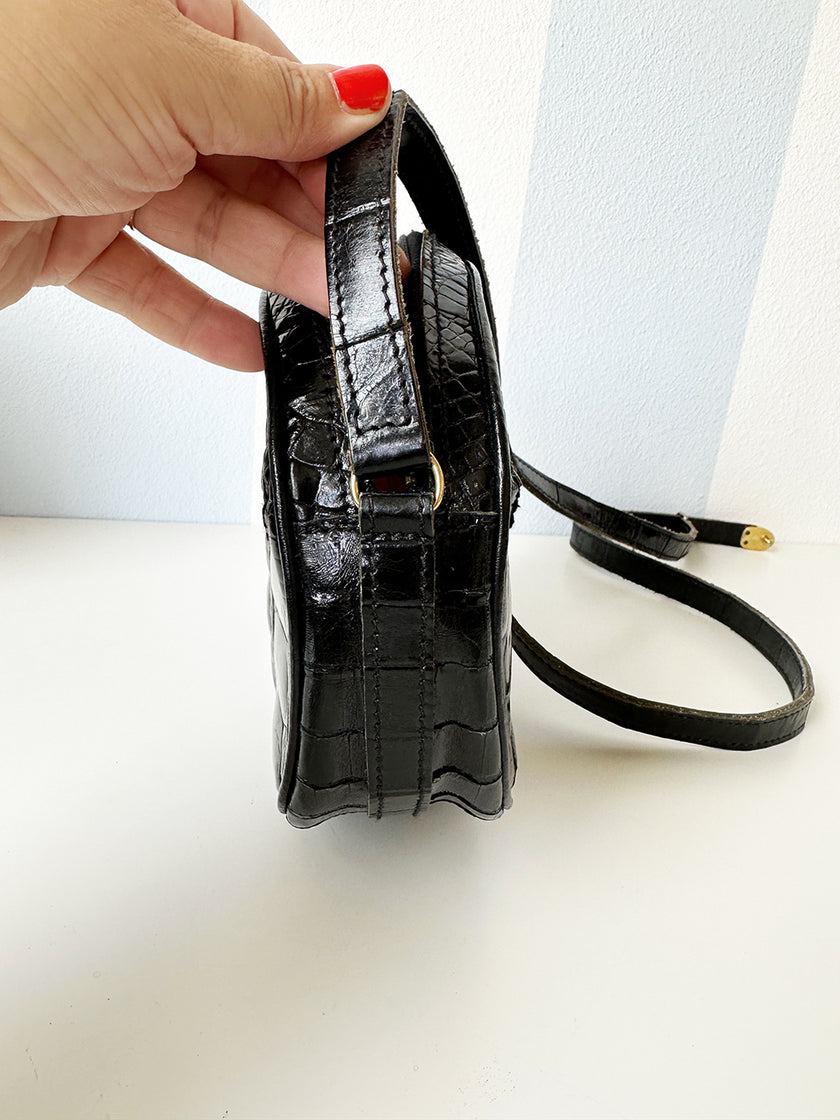 Zwarte lakleren schoudertas