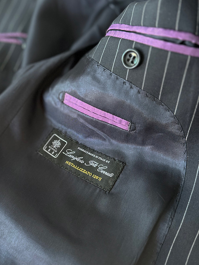 Donkerblauw krijtstreep designercolbert