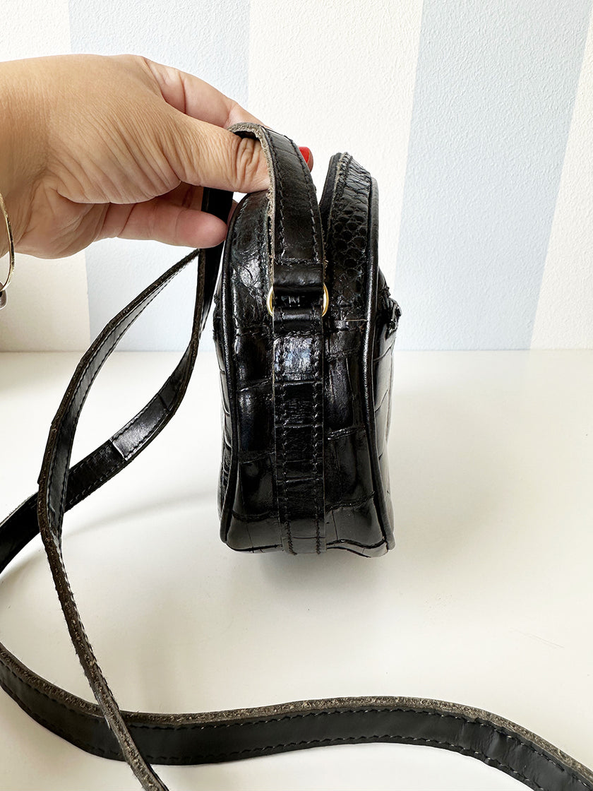 Zwarte lakleren schoudertas