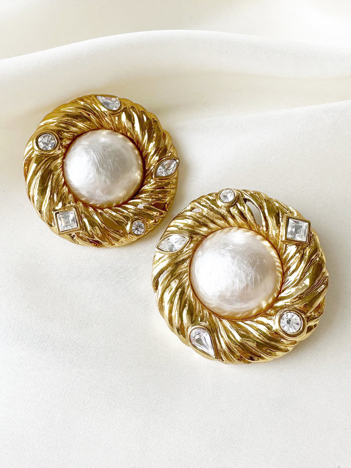 Designer statement clip oorbellen