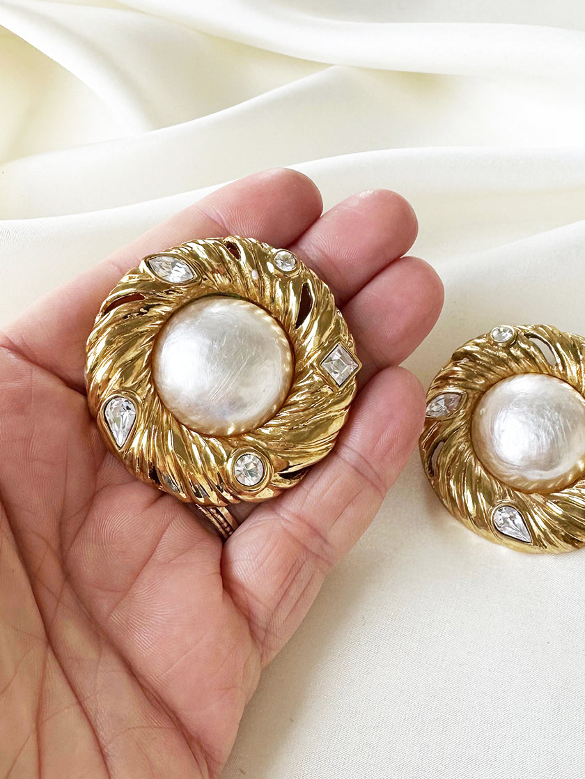 Designer statement clip oorbellen