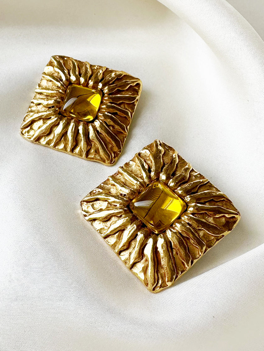 Vergulde clip oorbellen