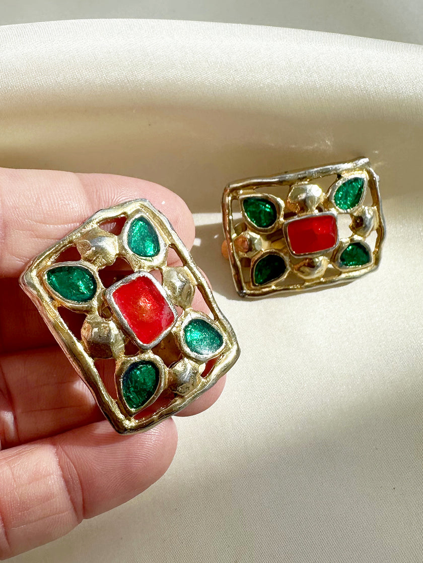 Geëmailleerde clip oorbellen