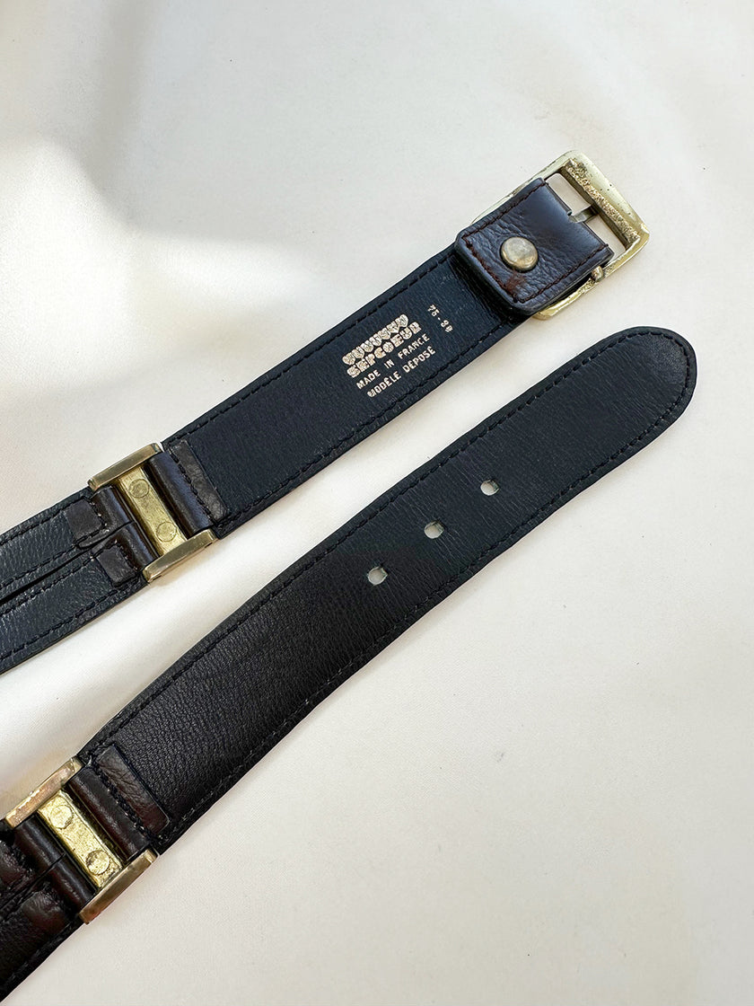 Bruine leren ceintuur met gouden details