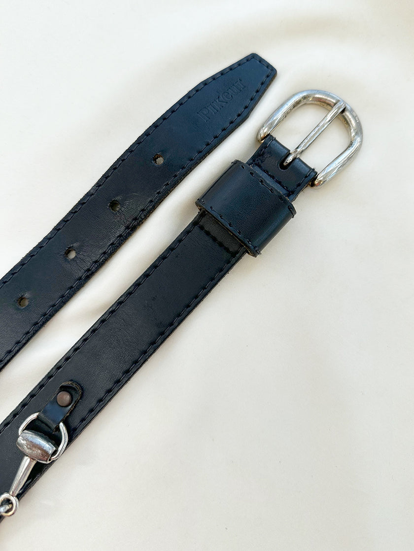 Zwarte leren ceintuur met bitjes