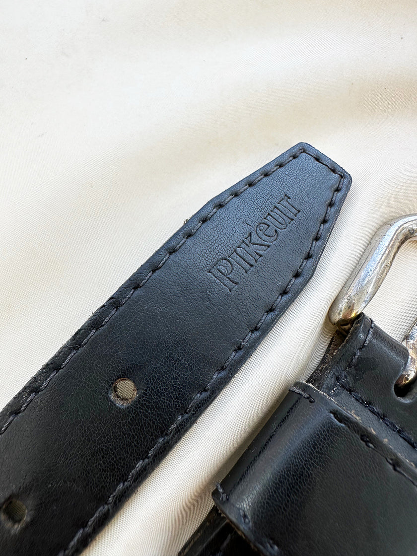 Zwarte leren ceintuur met bitjes