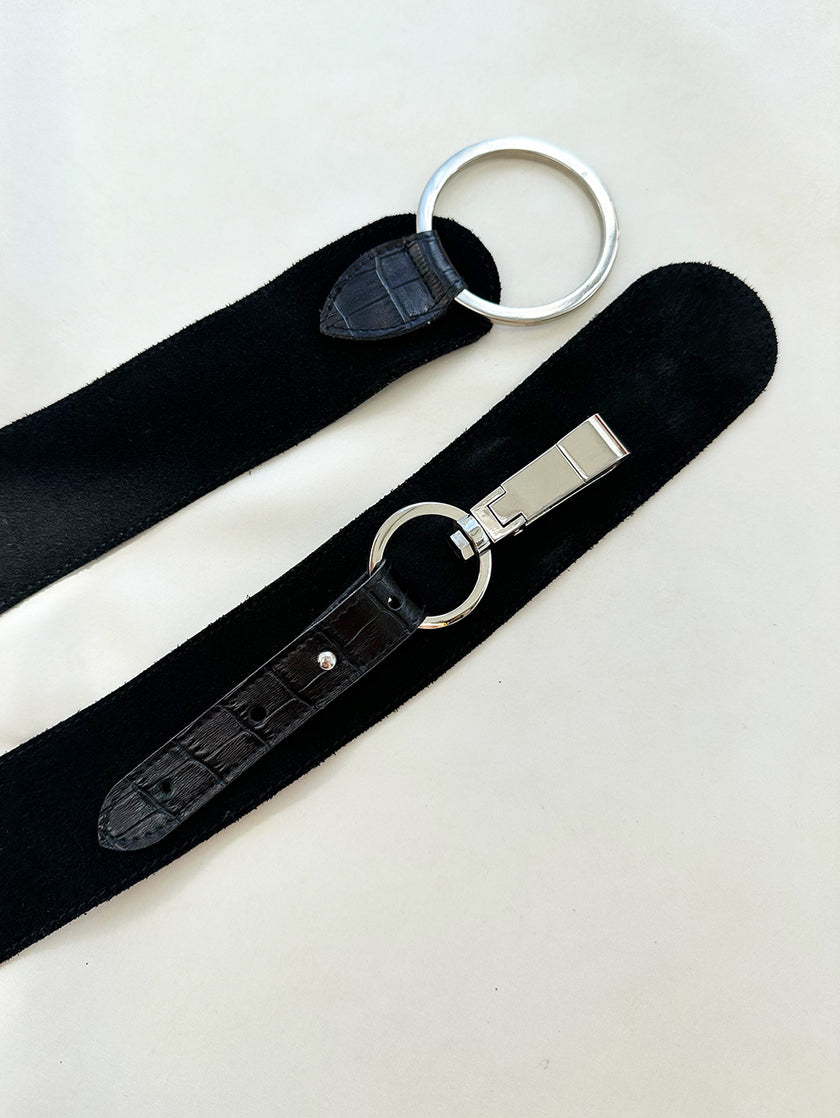 Zwarte suedeleren ceintuur