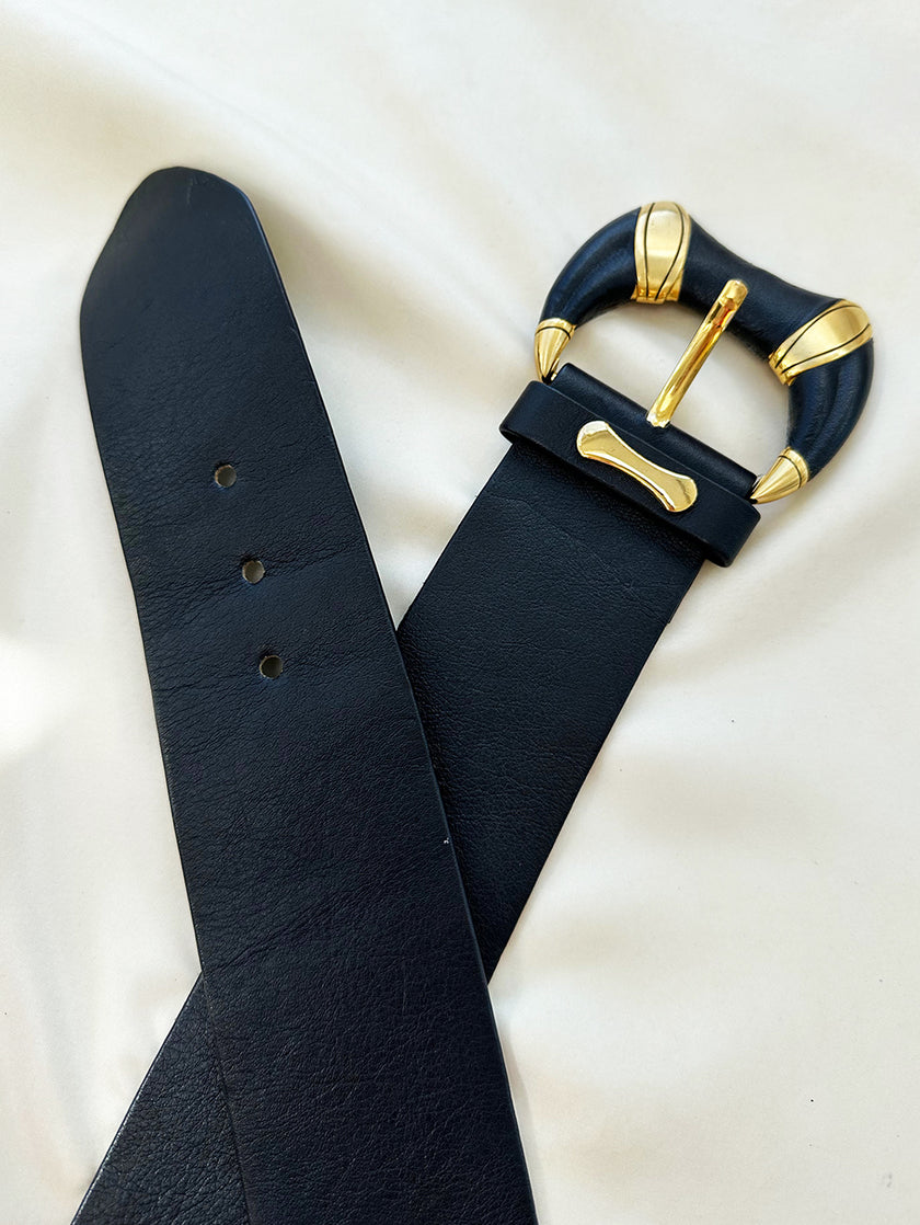 Donkerblauwe brede ceintuur