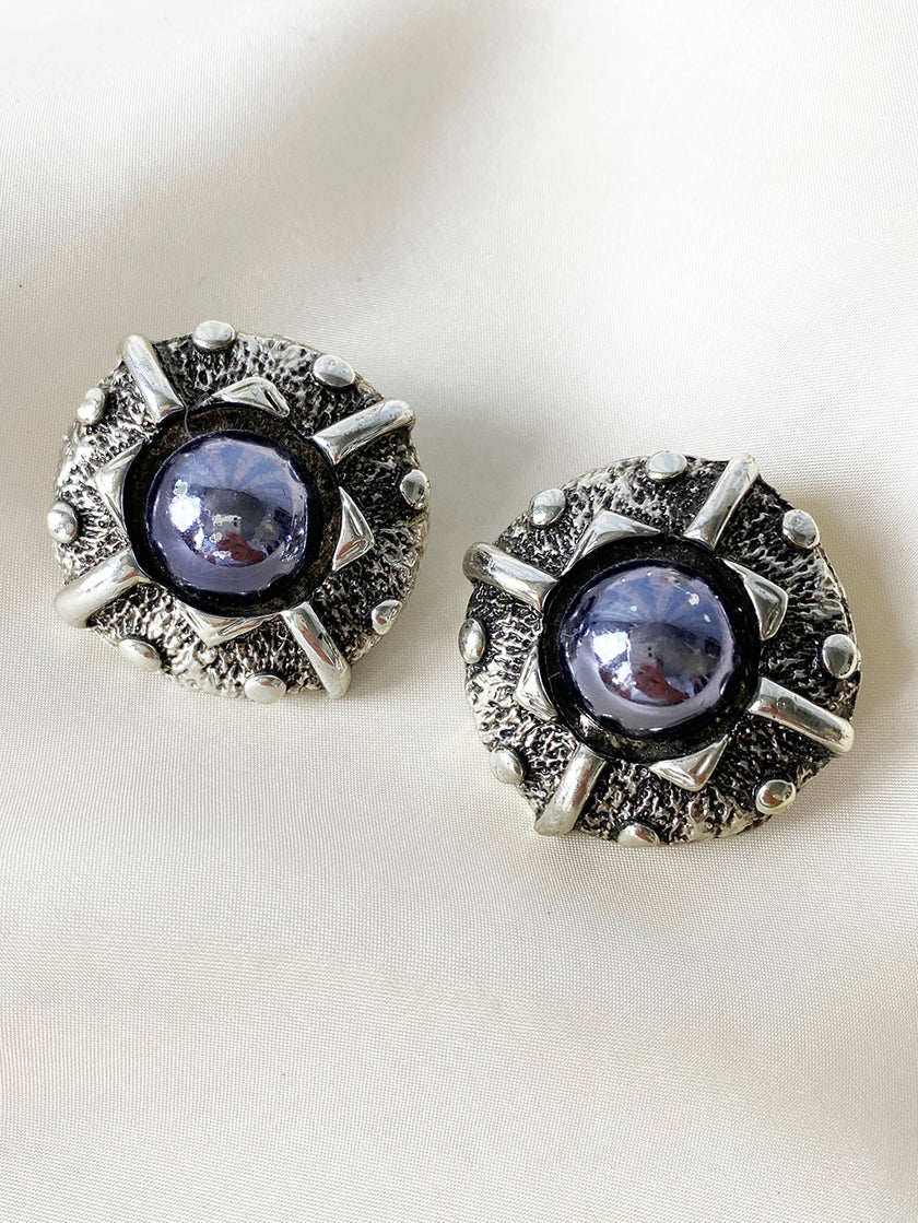 Grote ronde zilveren clip oorbellen