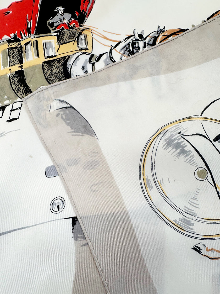 Vintage zijden sjaal met koetsen