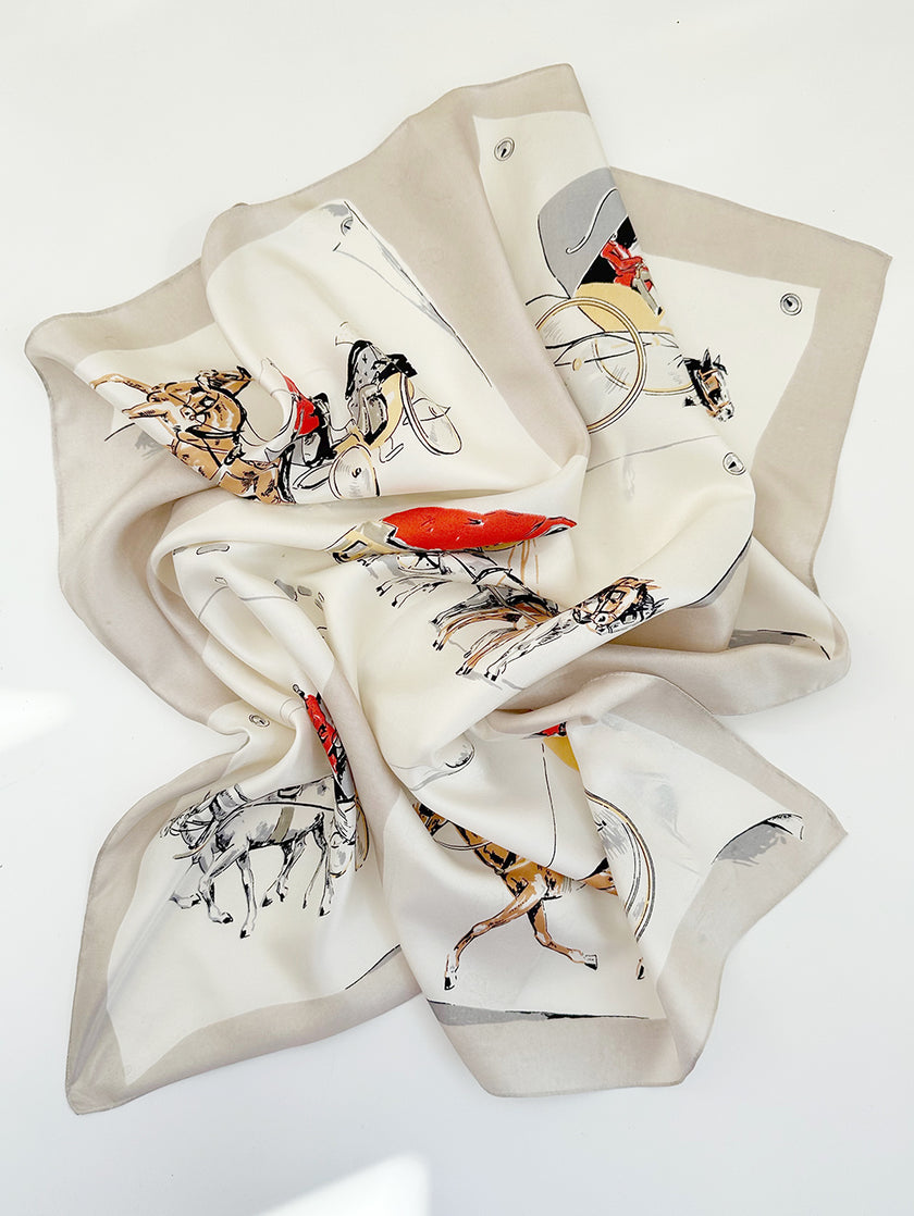 Vintage zijden sjaal met koetsen