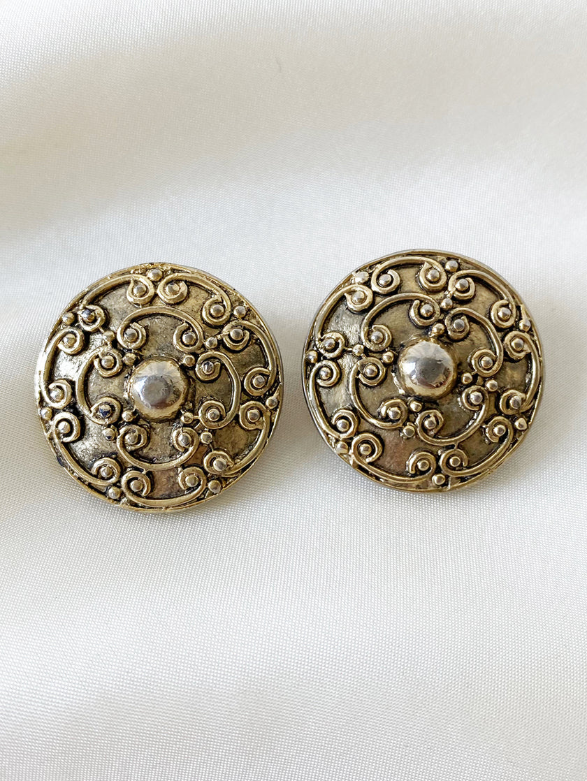 Ronde gouden clip oorbellen