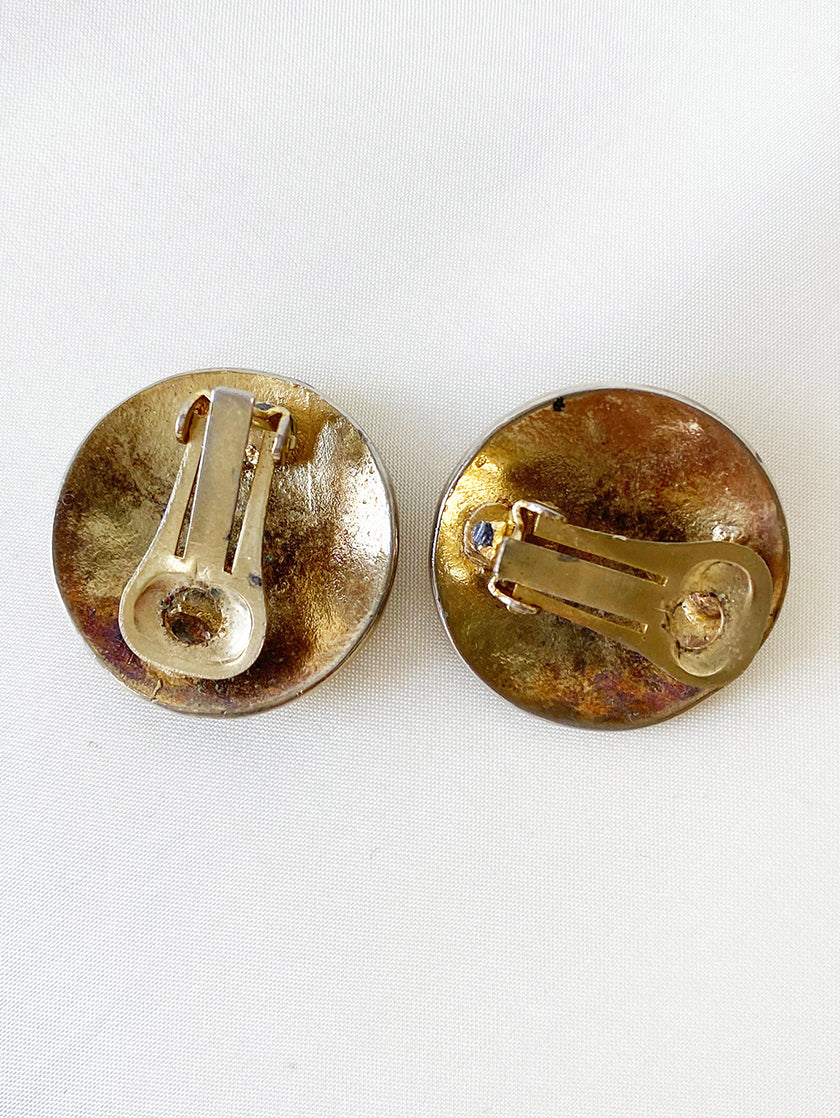 Ronde gouden clip oorbellen