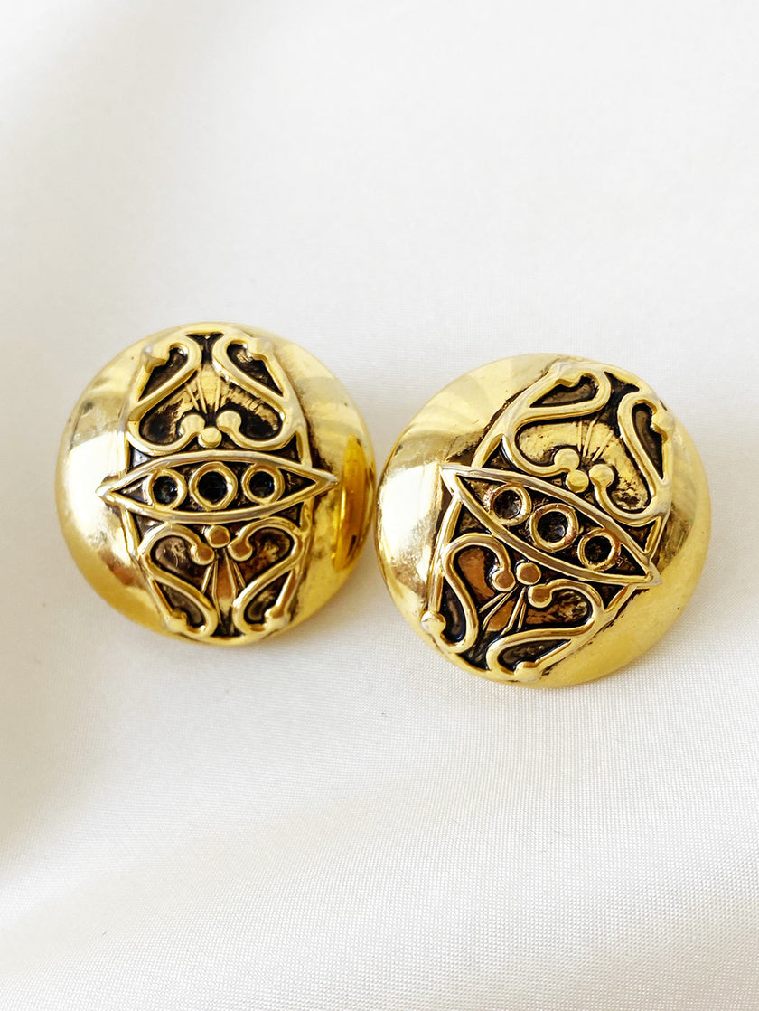 Ronde gouden clip oorbellen