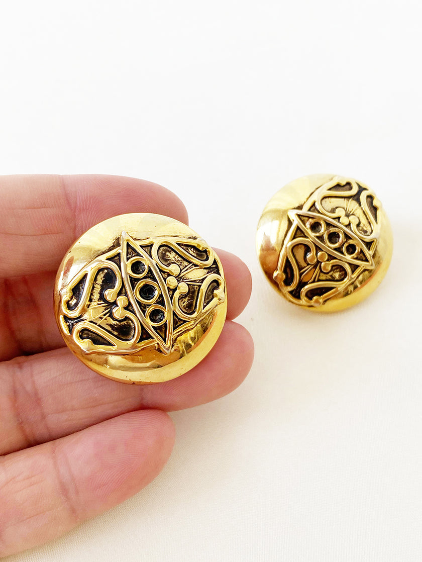 Ronde gouden clip oorbellen