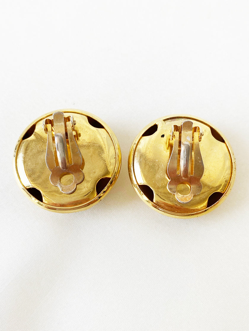 Ronde gouden clip oorbellen