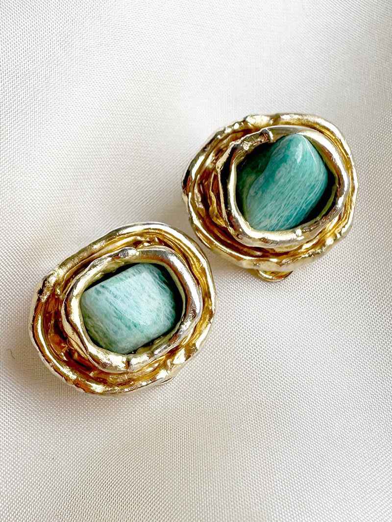 Clip oorbellen met half edelsteen