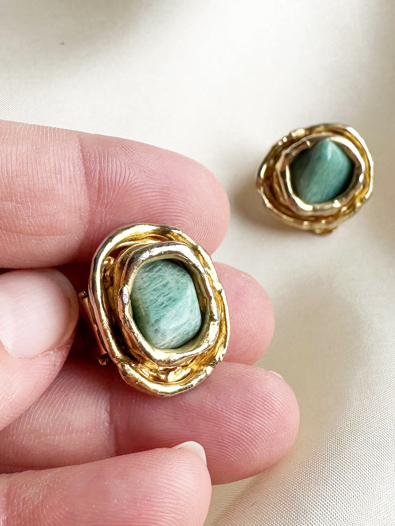 Clip oorbellen met half edelsteen