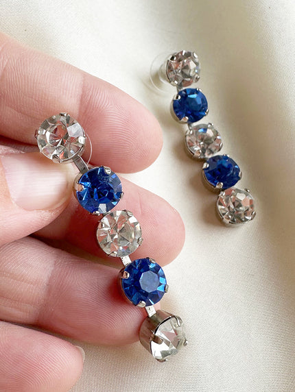 Blauw/witte strass oorstekers