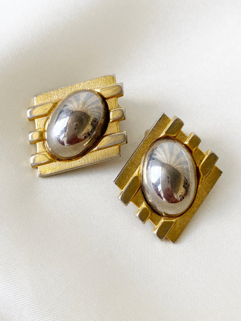 Zilveren & gouden clip oorbellen