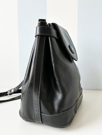 Zwarte leren buideltas