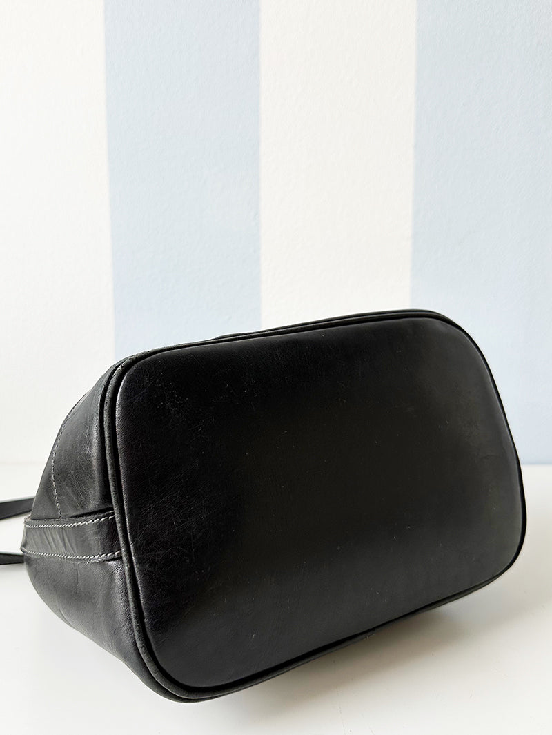 Zwarte leren buideltas