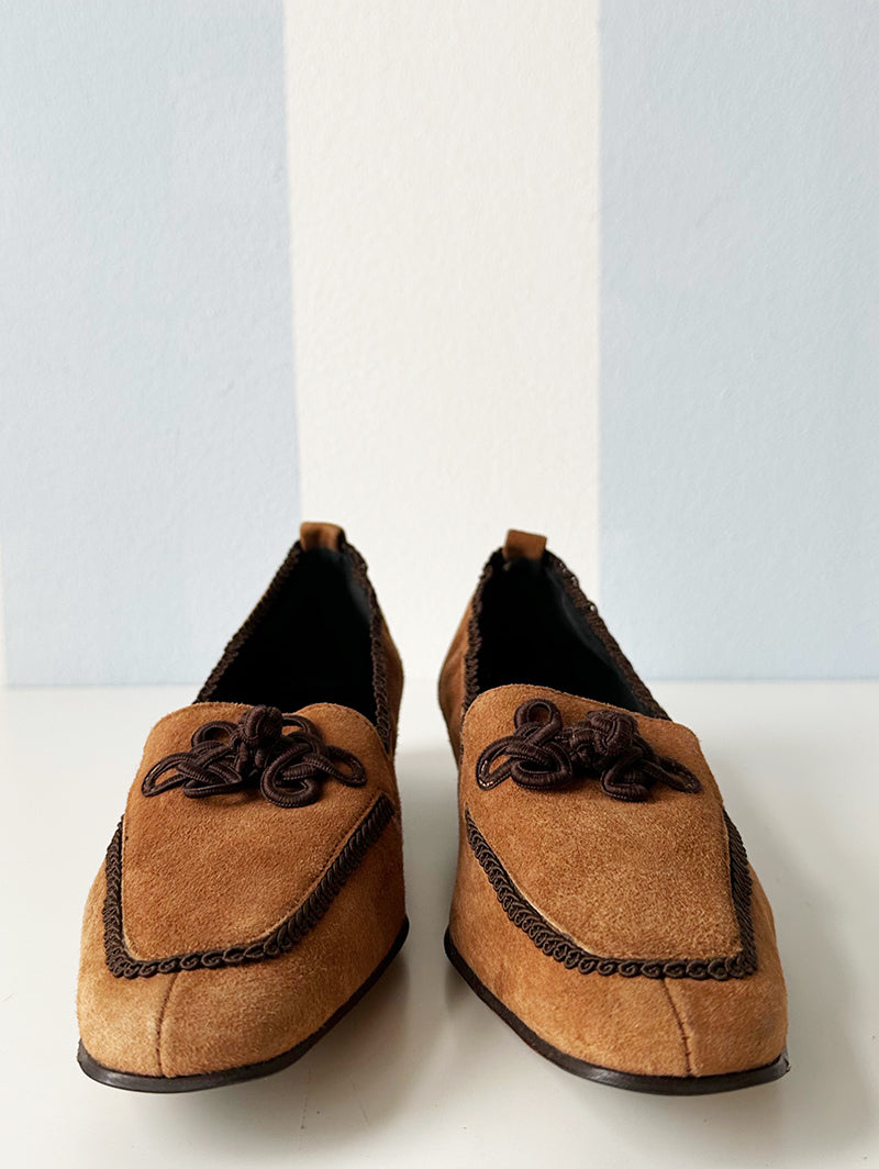 Bruine suede loafers | 38,5