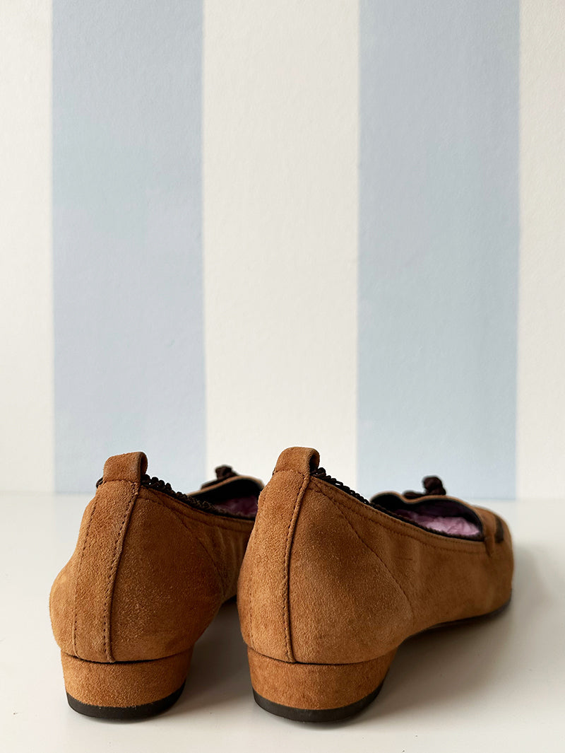 Bruine suede loafers | 38,5