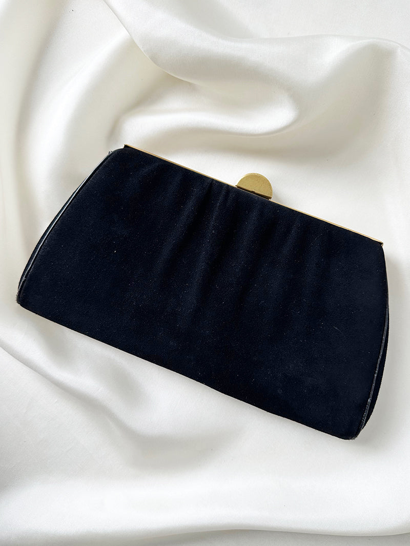 Zwarte suedeleren clutch
