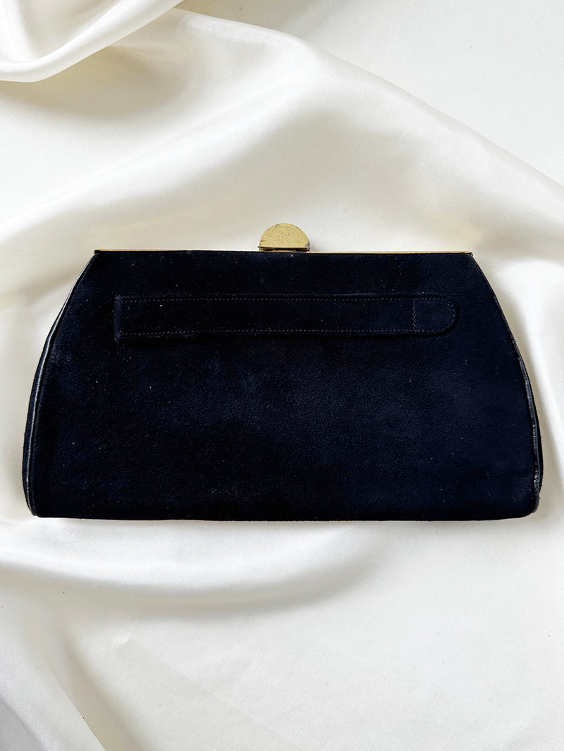 Zwarte suedeleren clutch