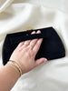 Zwarte suedeleren clutch