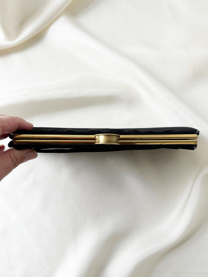 Zwarte suedeleren clutch