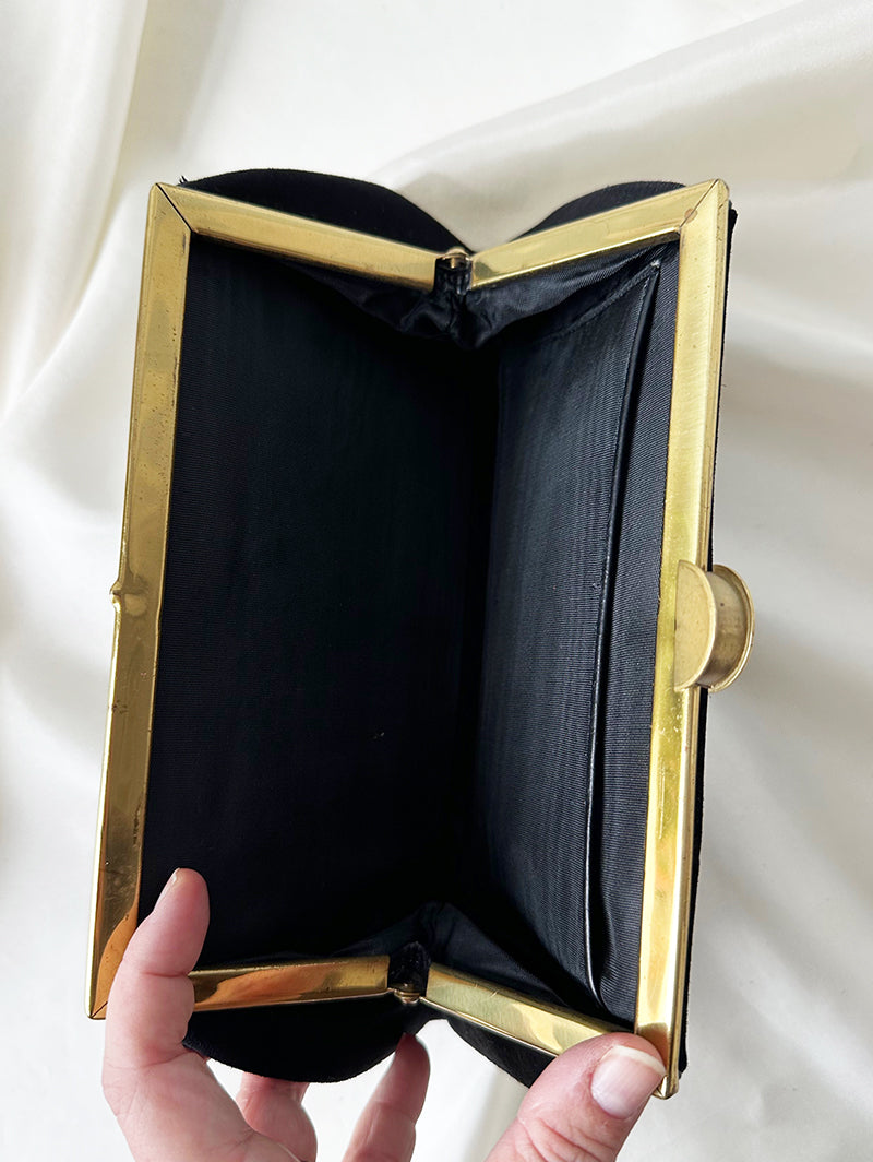 Zwarte suedeleren clutch