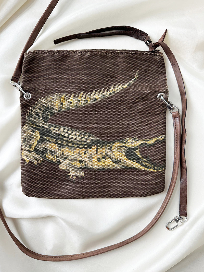 Schoudertasje met krokodil