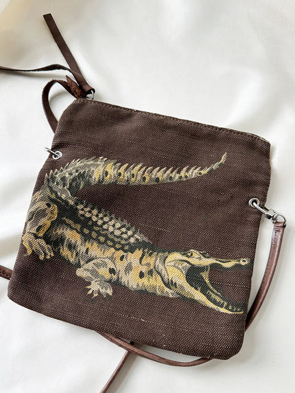 Schoudertasje met krokodil