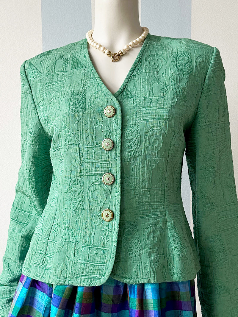 Groen jacquard jasje