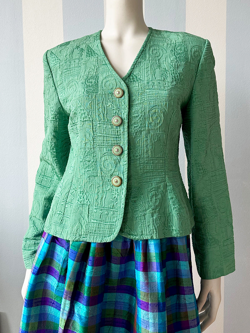 Groen jacquard jasje