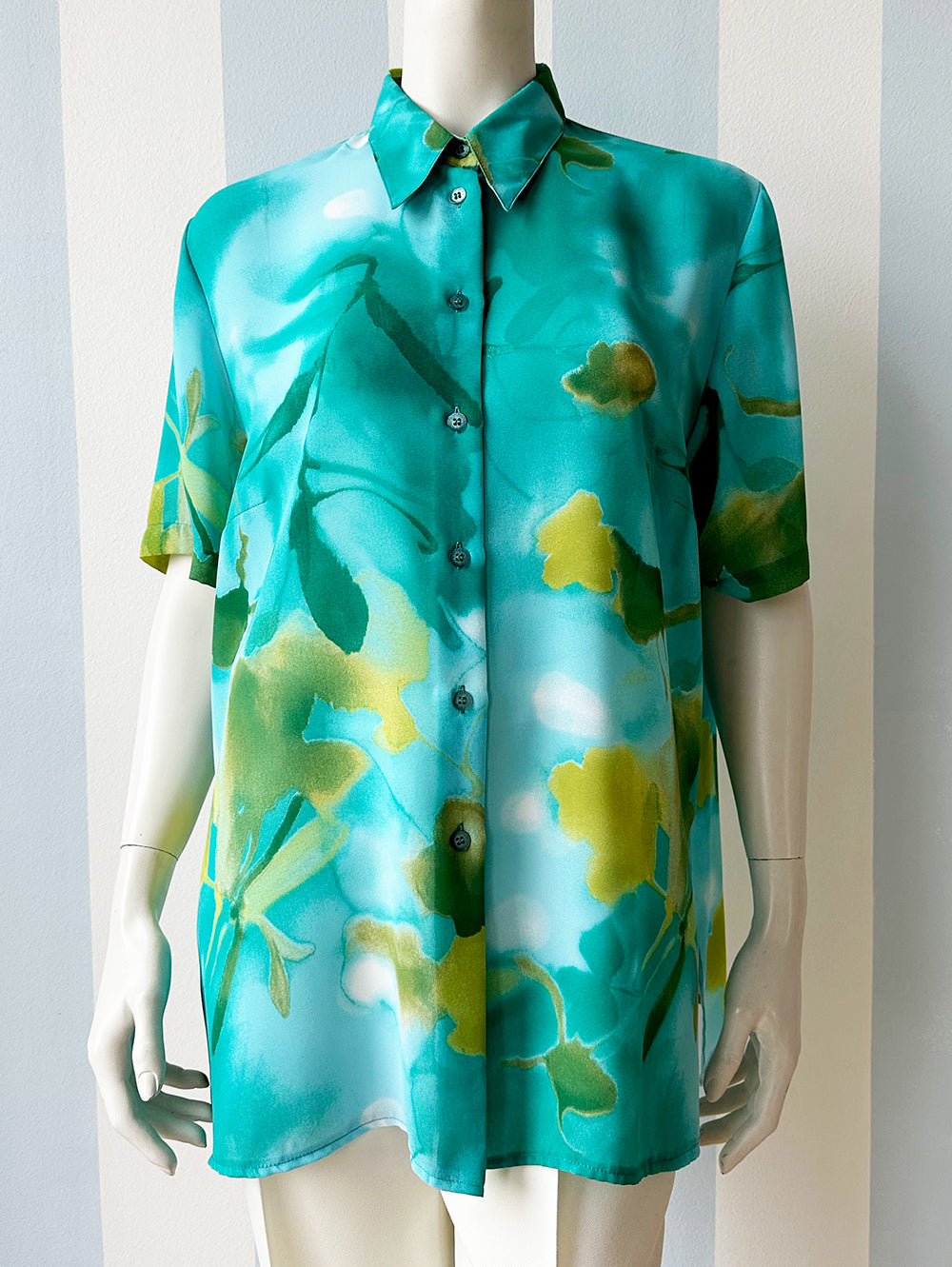 Turquoise print blouse