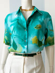 Turquoise print blouse