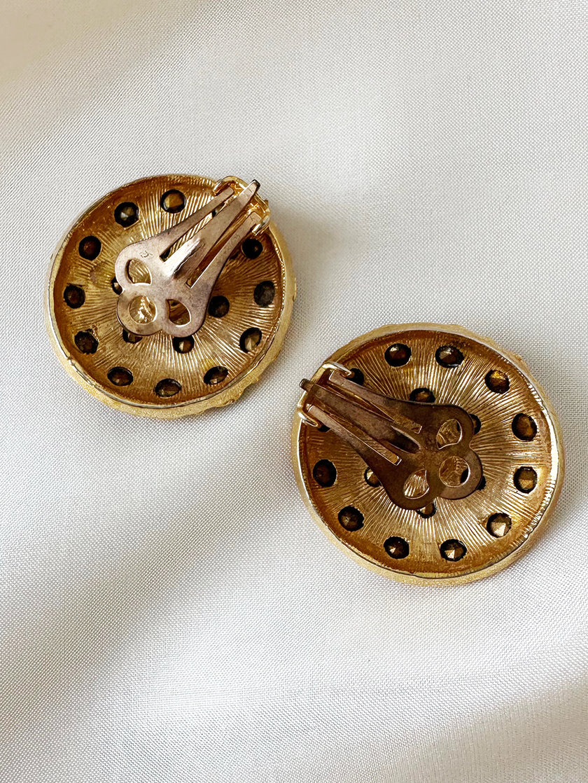 Multicolour strass clip oorbellen