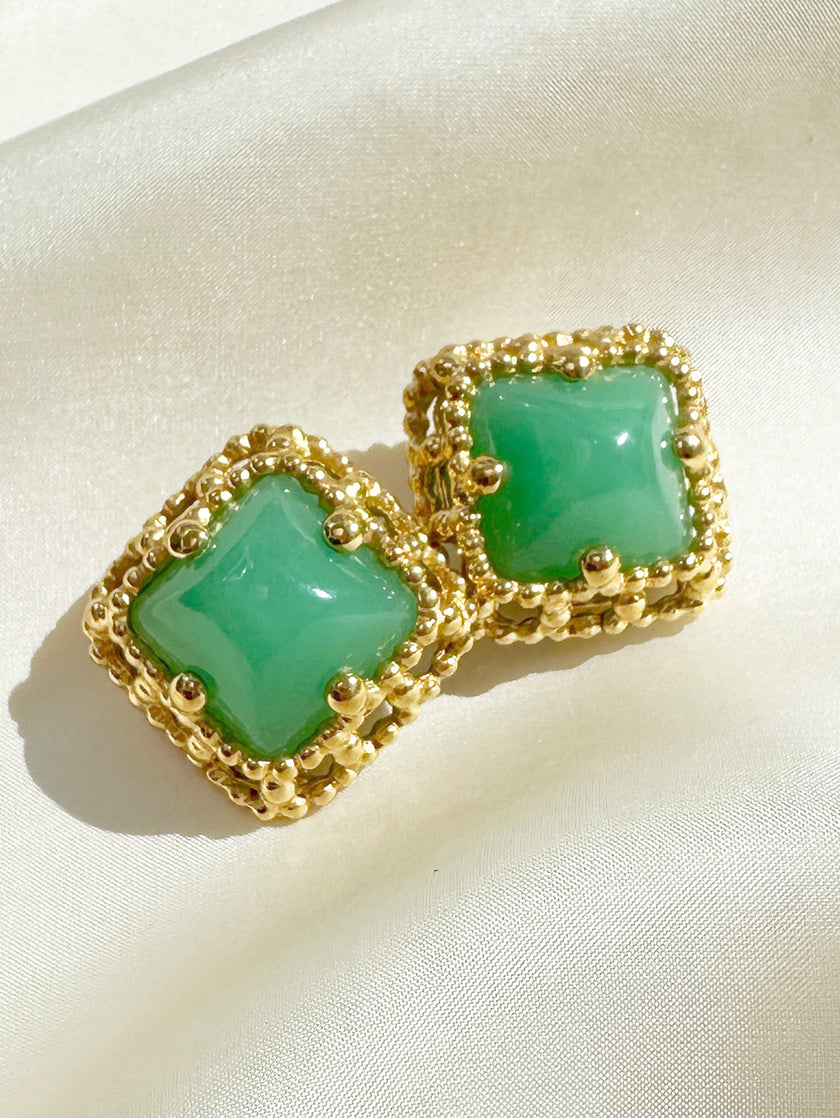 Vergulde designer oorbellen met Gripoix glas