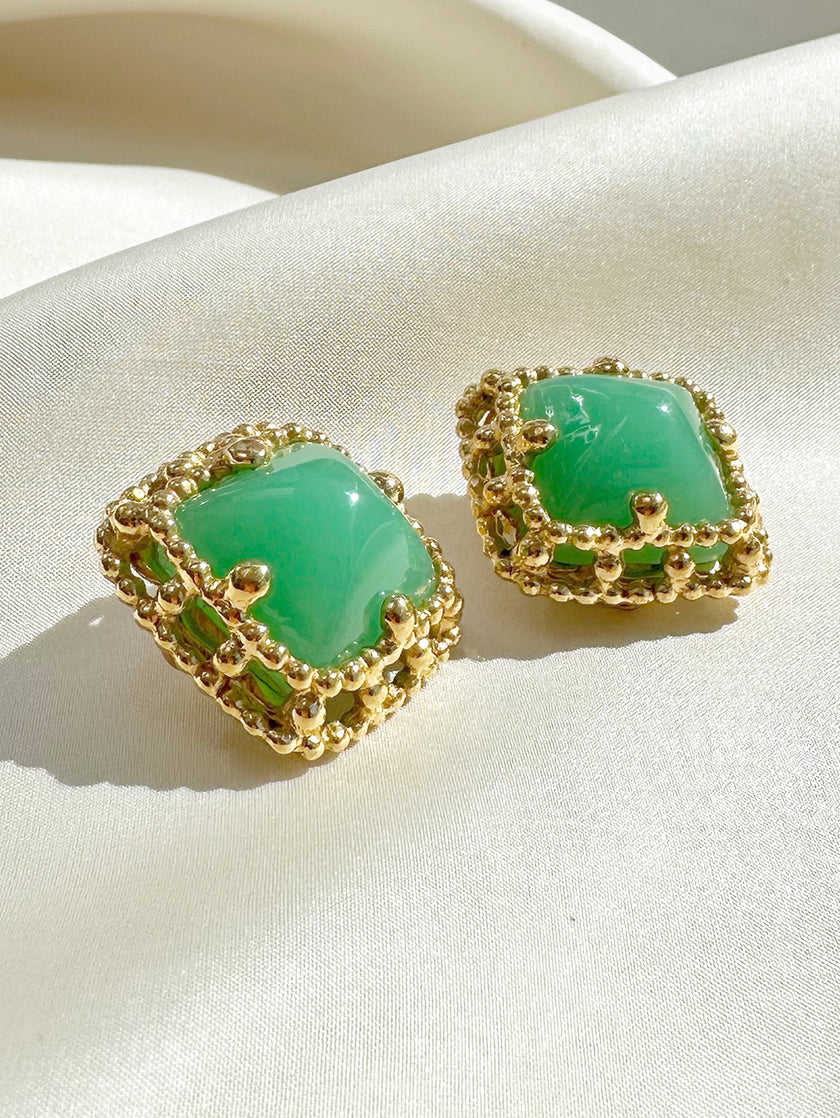 Vergulde designer oorbellen met Gripoix glas