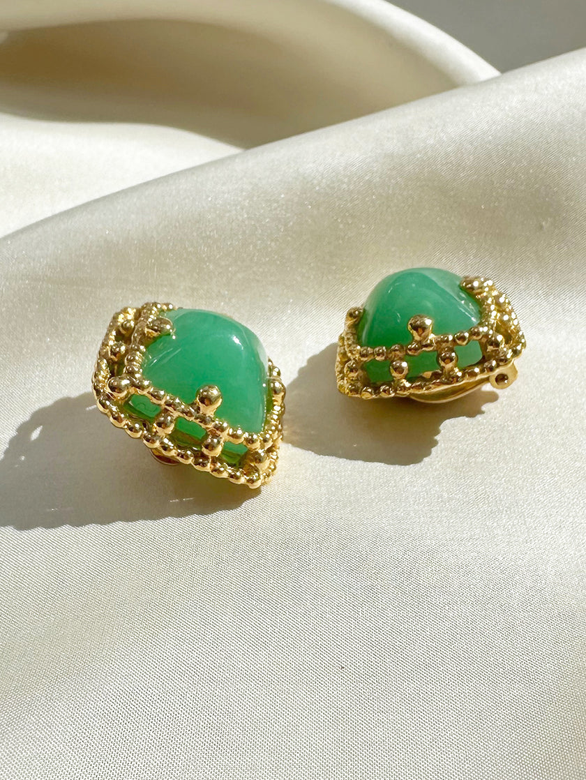 Vergulde designer oorbellen met Gripoix glas