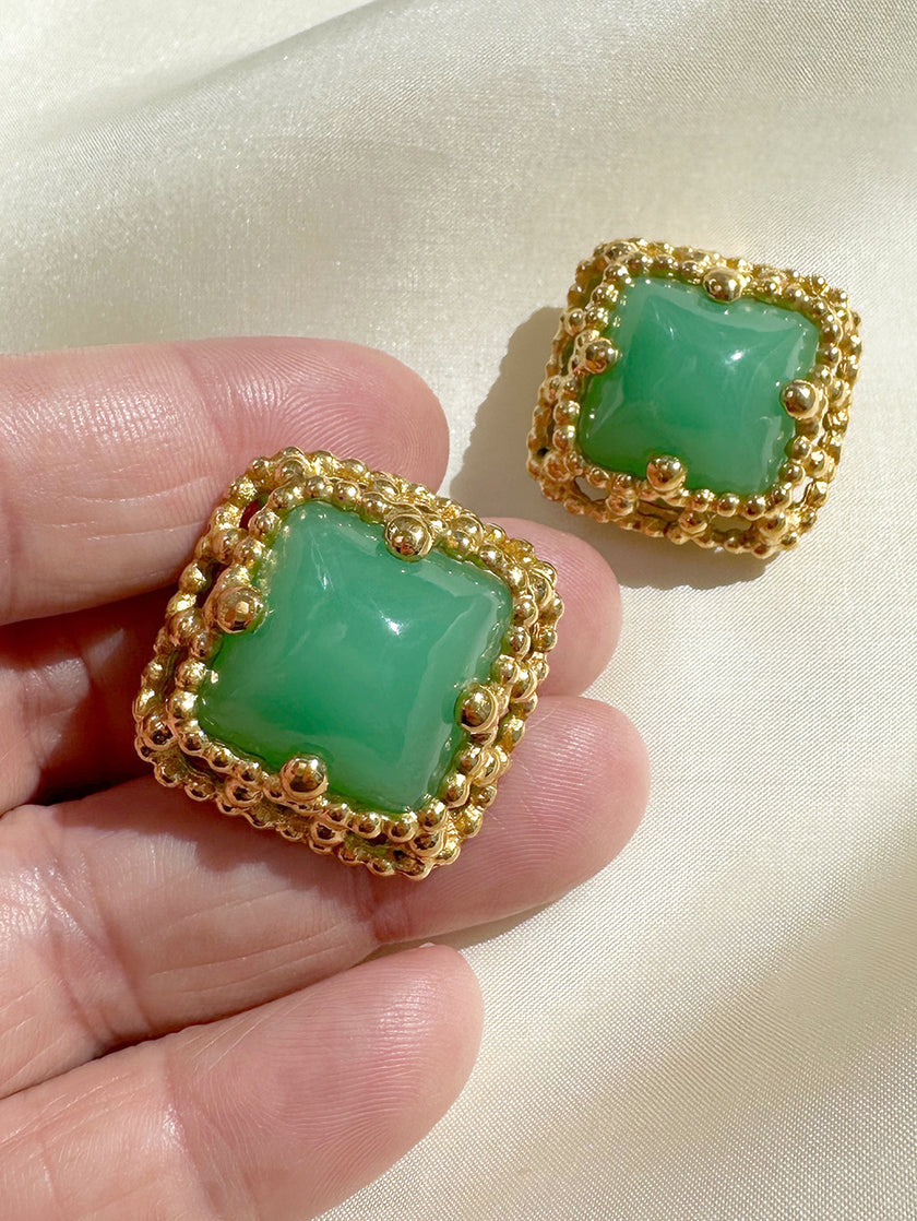 Vergulde designer oorbellen met Gripoix glas