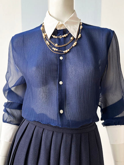 Zijden semi-transparante blouse