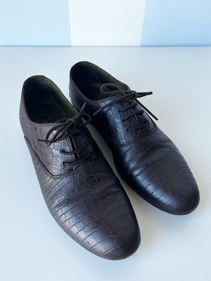 Bruine kroko veterschoenen | 40