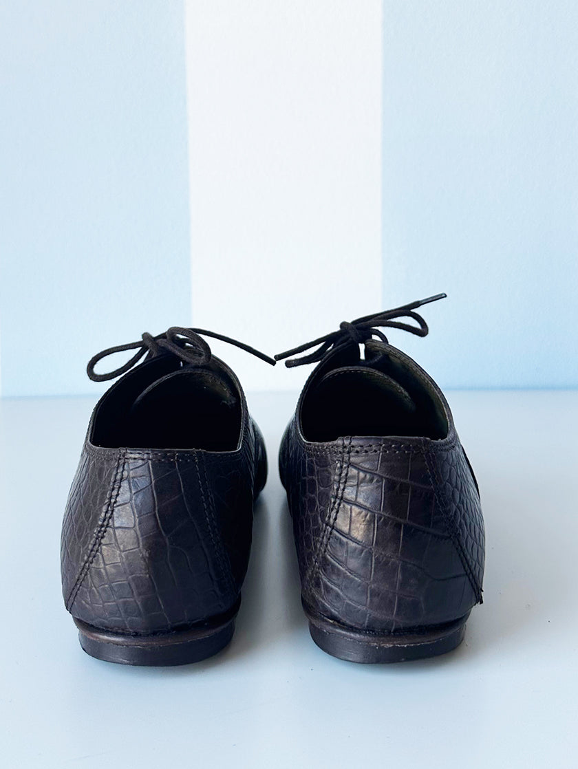 Bruine kroko veterschoenen | 40
