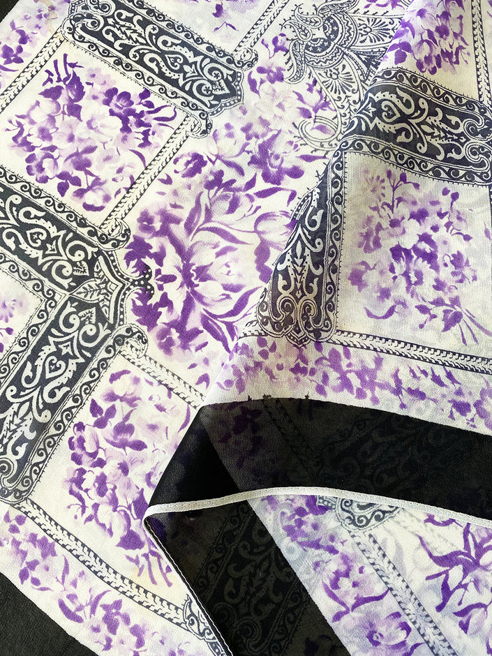 Semi-transparant vintage print sjaal