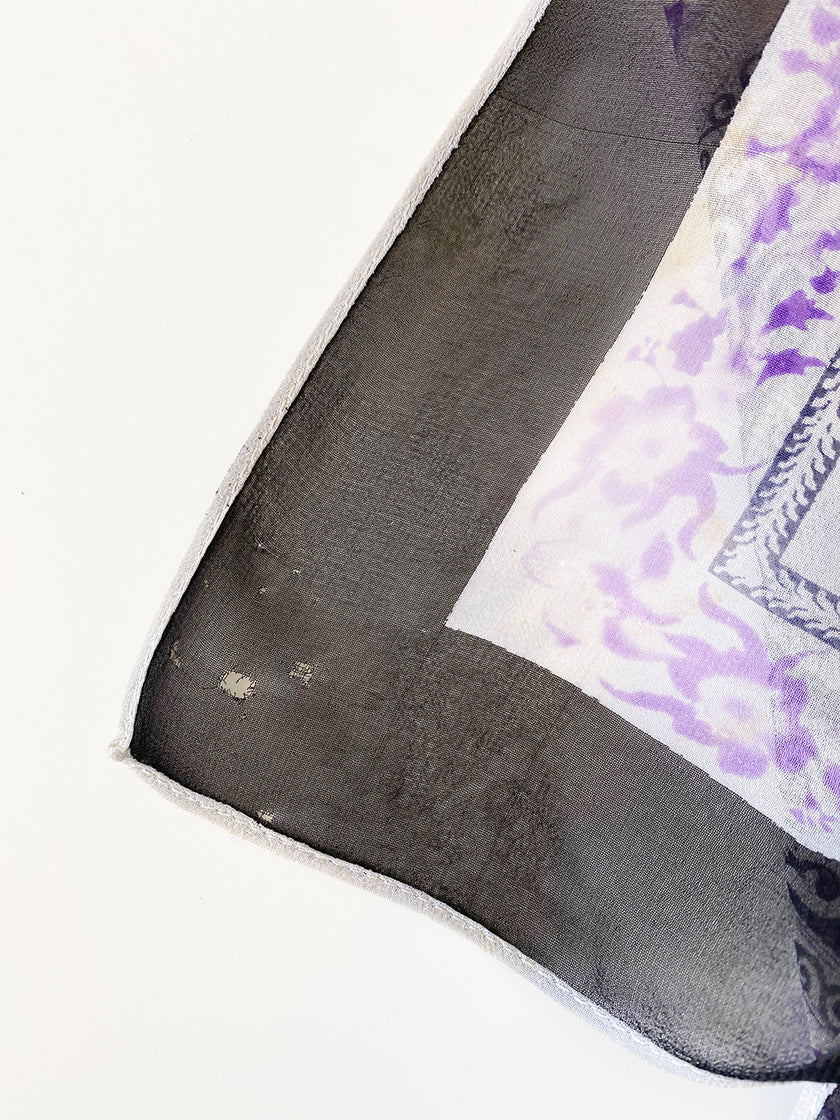 Semi-transparant vintage print sjaal