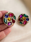 Multicolour strass clip oorbellen
